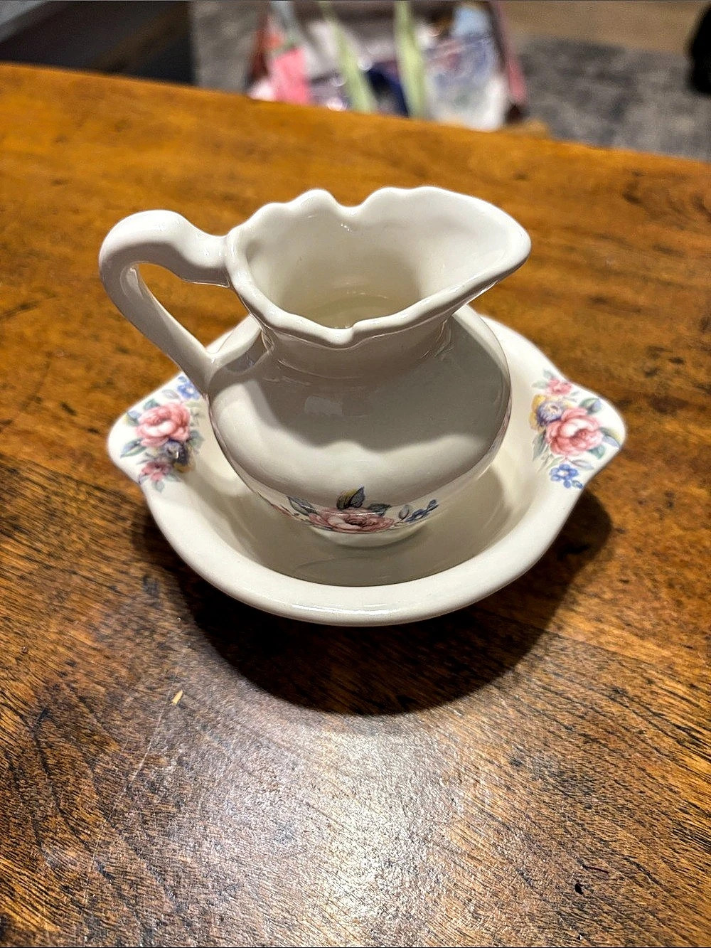 Vintage Floral Athena California Mini Pitcher and Bowl Basin Set